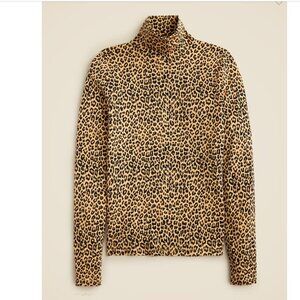 J. Crew Tissue Crepe Turtleneck Leopard Print Size Medium